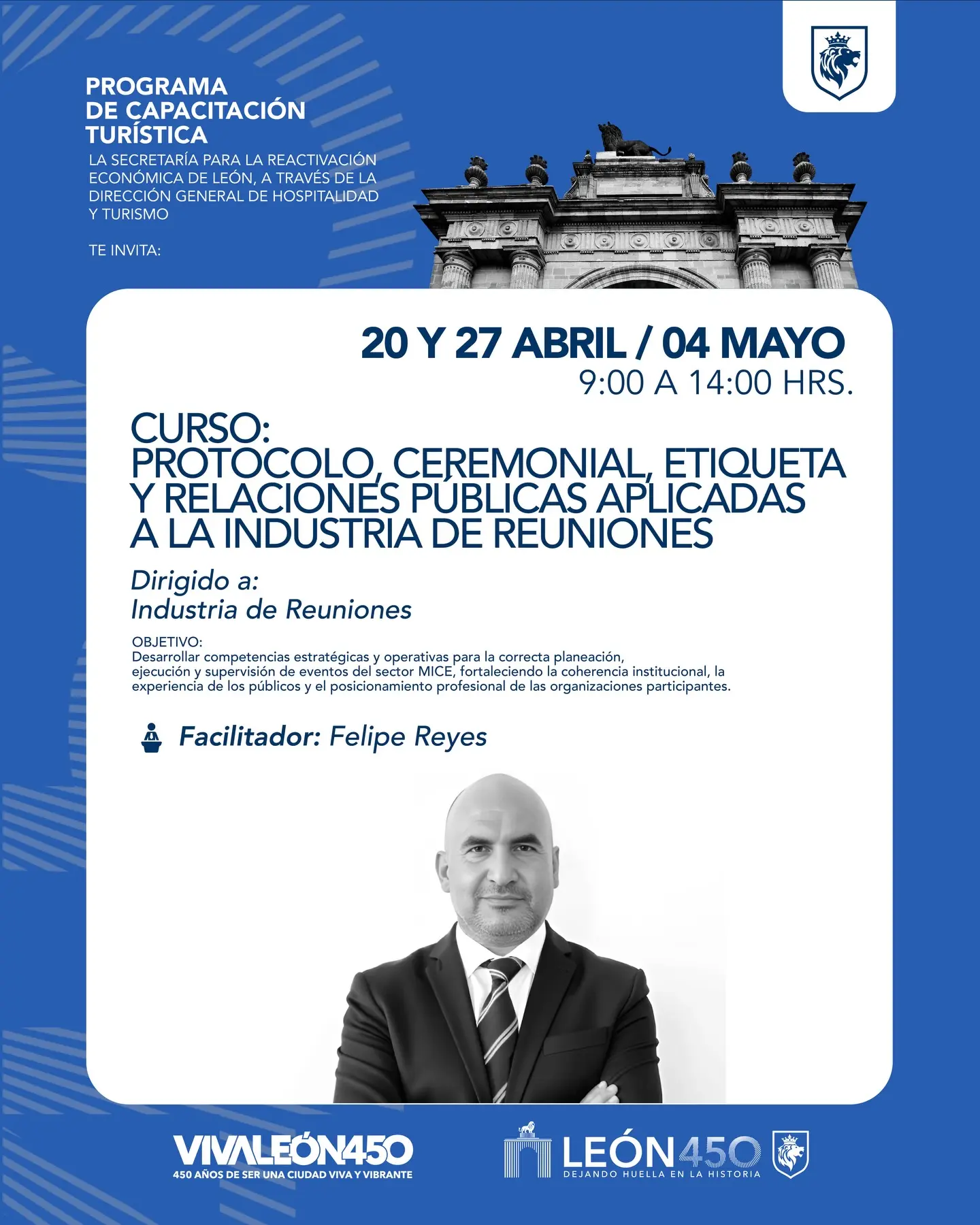 Felipe Reyes Barragán — curso de protocolo y RRPP en León, Guanajuato