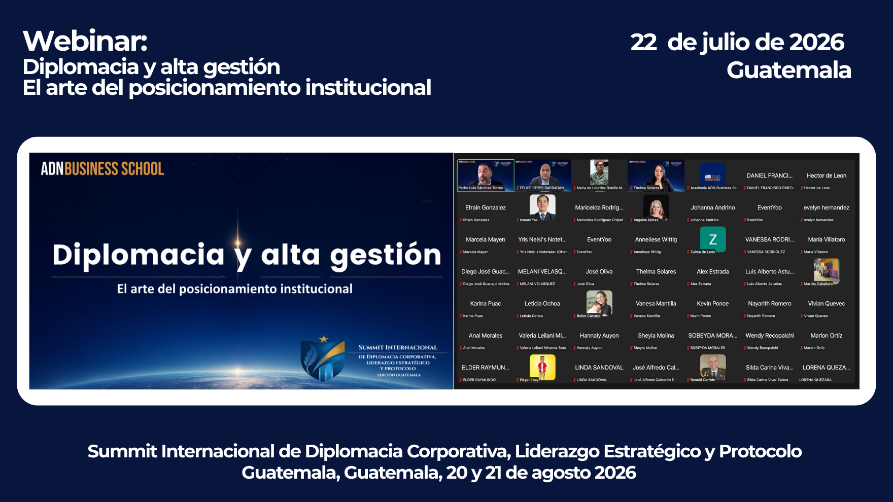 Webinar «Diplomacia y Alta Gestión: El Arte del Posicionamiento Institucional»